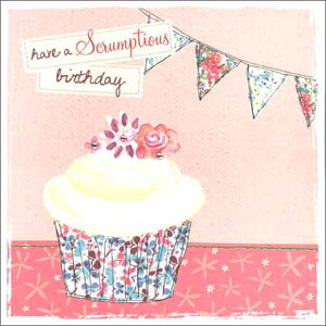 グリーティングカード【誕生日/バースデー】「カップケーキ」【封筒/155×155mm】【カード/150×150mm】【中面/無地】【封筒の色/白】【ラインストーン付き】(CCH106)