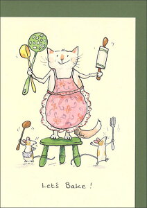 グリーティングカード 多目的「お菓子を焼こう!」 封筒115×162mm 定形サイズ 動物 イラスト 絵本 メッセージカード TWO BAD MICE(M230)