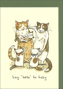 グリーティングカード 多目的「赤ちゃんにご挨拶を」 封筒115×162mm 定形サイズ 動物 イラスト 絵本 メッセージカード TWO BAD MICE(M239)