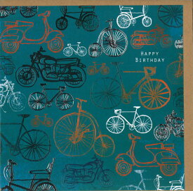 グリーティングカード 誕生日「自転車とバイク」 メッセージカード イラスト 定形外（HMBI0003）