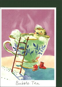 グリーティングカード 多目的「ティーカップの泡風呂」 封筒115×162mm 定形サイズ ネズミ 動物 メッセージカード ギフト TWO BAD MICE(ID95)