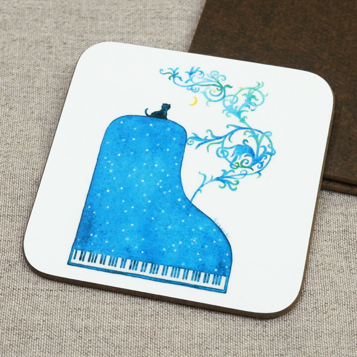 楽天市場 コースター イラスト 山田和明 夜の樹 90 90mm 絵本作家 イラストレーター 水彩画 おしゃれ ミュージック 音楽 ピアノ 楽器 Kyc 011 ユージニア 楽天市場店