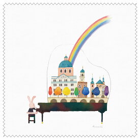 メガネ拭き クリーニングクロス イラスト 山田和明「記憶のコラージュ」 150×150mm レンズクリーナー ミュージック 絵本作家 贈り物 かわいい おしゃれ 動物 楽器