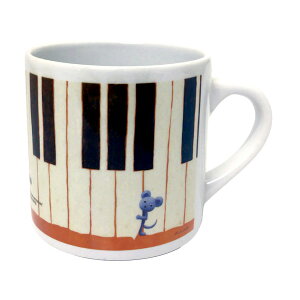 マグカップ小 山田和明「しあわせのリフレイン」イラスト ミュージック 絵本作家 贈り物ギフト かわいい おしゃれ 動物 楽器 湯呑(MS-004)