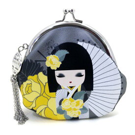 Kimmidoll がま口小銭入れ チェーンストラップ付き 日本式財布 こけし柄 母の日 ギフト キミドール(NAOMI/ナオミ)