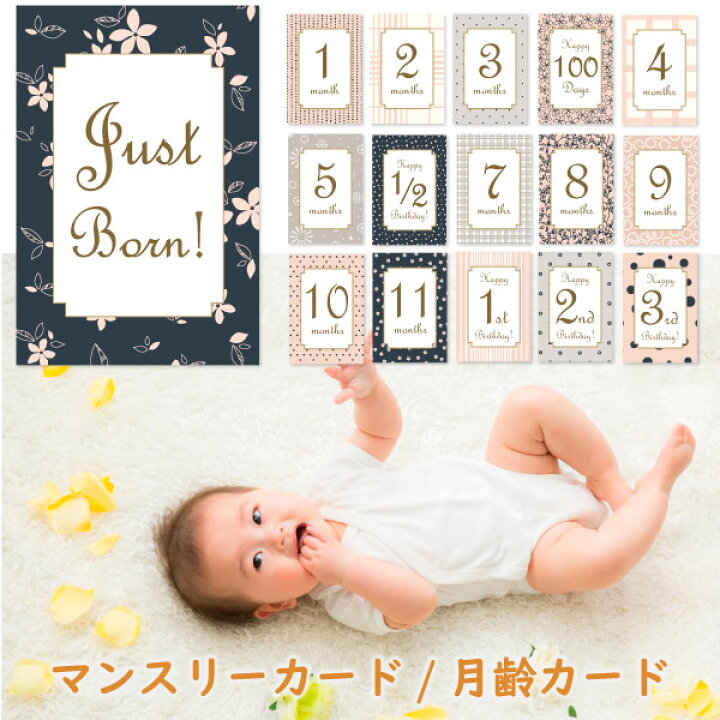 楽天市場 インスタ用ベビーマンスリーカード Pink Patterns 月齢カード 赤ちゃん ベビーカード メッセージカード 誕生日カード 出産祝い 子供 孫 ひ孫 プレゼント ギフト Monthly Card Yomc 002 ユージニア 楽天市場店