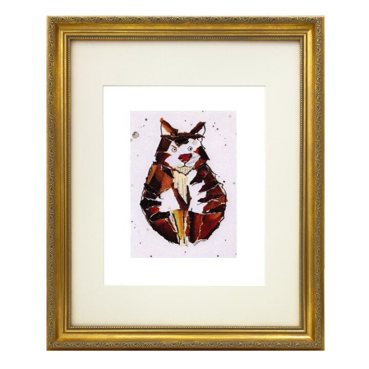 楽天市場】貼り絵「ネコ/猫」イラスト入り額縁【ロイヤルゴールド 