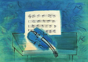 ポストカード アート デュフィ「青いヴァイオリン」105×148mm 名画 楽器 メッセージカード 郵便はがき コレクション(VD8975)