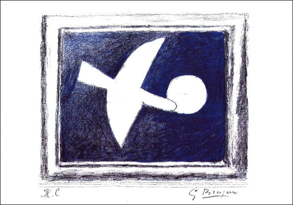 ポストカード アート ブラック「星と白い鳥」105×150mm 名画 メッセージカード 郵便はがき コレクション(HZN3022)