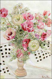 ポストカード アート 長谷川英助「花瓶のバラ」103×150mm 郵便はがき メッセージカード 誕生日 母の日(AU-001)