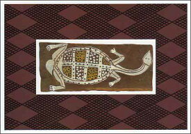 ポストカード アート オセアニアンアート「長い首の亀」105×150mm 名画 メッセージカード 郵便はがき コレクション(CN7714)