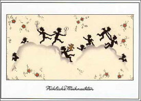 ポストカード クリスマス アート 作者不詳「雲の上でダンス」105×148mm 名画 メッセージカード 郵便はがき コレクション(VD5206)