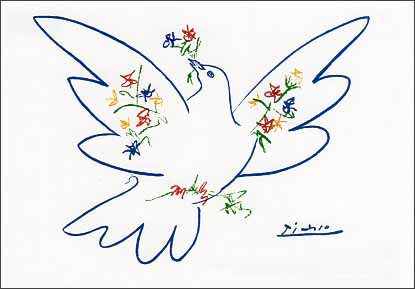 ポストカード アート ピカソ「若者を祝う鳩」105×148mm 名画 メッセージカード 郵便はがき コレクション(VD5272)