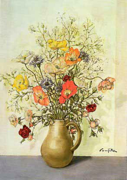 藤田嗣治 花 絵画