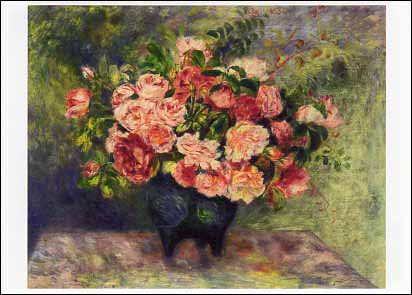 ポストカード アート ルノワール「花瓶のバラ」105×148mm 名画 メッセージカード 郵便はがき コレクション(VD8579)