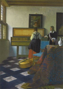 ポストカード アート フェルメール「音楽のレッスン」105×150mm 名画 メッセージカード 郵便はがき コレクション(BK6169)