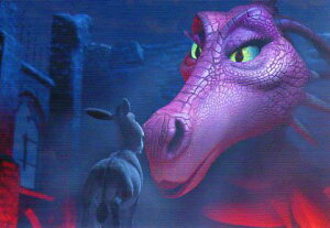 ポストカード シネマ「シュレック(2001年)」(ファンタジー/アドベンチャー/アニメーション映画)「ドラゴン」「ドンキー」105×150mm 洋画 メッセージカード 郵便はがき