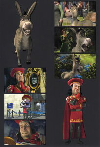 ポストカード シネマ「シュレック(2001年)」(ファンタジー/アドベンチャー/アニメーション映画)「ドンキー」「ファークアード卿」105×150mm 洋画 メッセージカード 郵便はがき