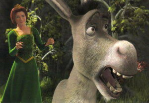 ポストカード シネマ「シュレック(2001年)」(ファンタジー/アドベンチャー/アニメーション映画)「フィオナ姫」「ドンキー」105×150mm 洋画 メッセージカード 郵便はがき