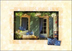 ポストカード カラー写真 青いクッションとカーテンの家 105×150mm 郵便はがき 絵はがき メッセージカード