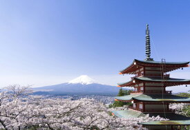 ポストカード カラー写真 日本風景シリーズ「五重の塔と富士山」105×150mm 観光地 名所 メッセージカード 郵便はがき(JS-006)