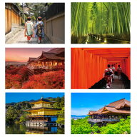 ポストカード6枚セット 日本風景 京都 祇園 金閣寺 清水寺 嵯峨野 105×150mm カラー写真 観光地 名所 メ…