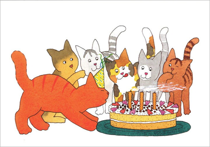 楽天市場 ポストカード イラスト 絵本 ディッキー ディックシリーズ ディッキーのお誕生日 150 105mm Bk4547 Fsc認証 猫 キャット Cat ケーキ ろうそく パーティー お祝い 誕生日 バースデー かわいい ユージニア 楽天市場店