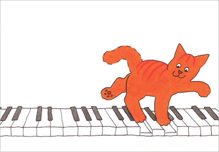 楽天市場 ポストカード イラスト 絵本 ディッキー ディックシリーズ ピアノ を弾くディッキー 150 105mm Bk4549 Fsc認証 猫 キャット Cat 音楽 楽器 シンプル かわいい ユージニア 楽天市場店