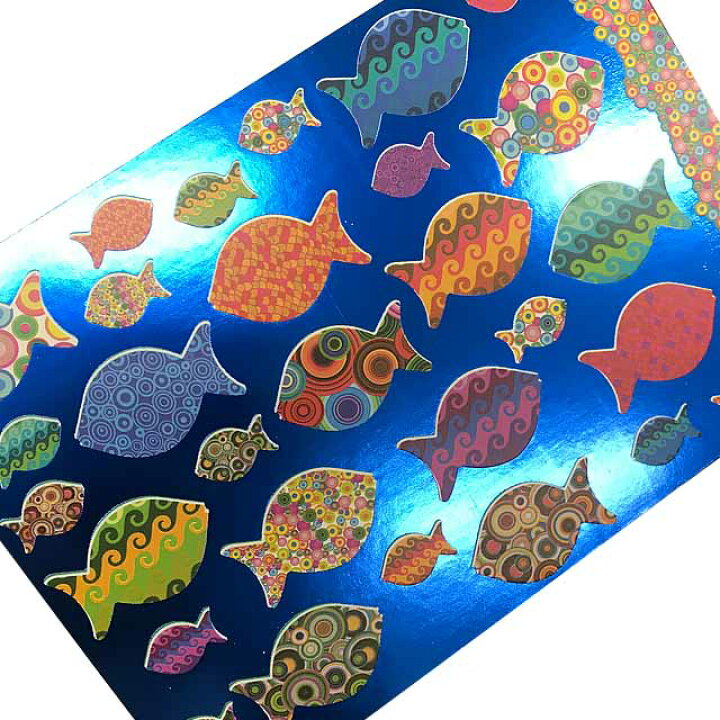楽天市場 ポストカード イラスト カラフルな魚 箔押し加工あり メッセージカード 海 おしゃれ 贈り物 フランス製 Pop053 ユージニア 楽天市場店