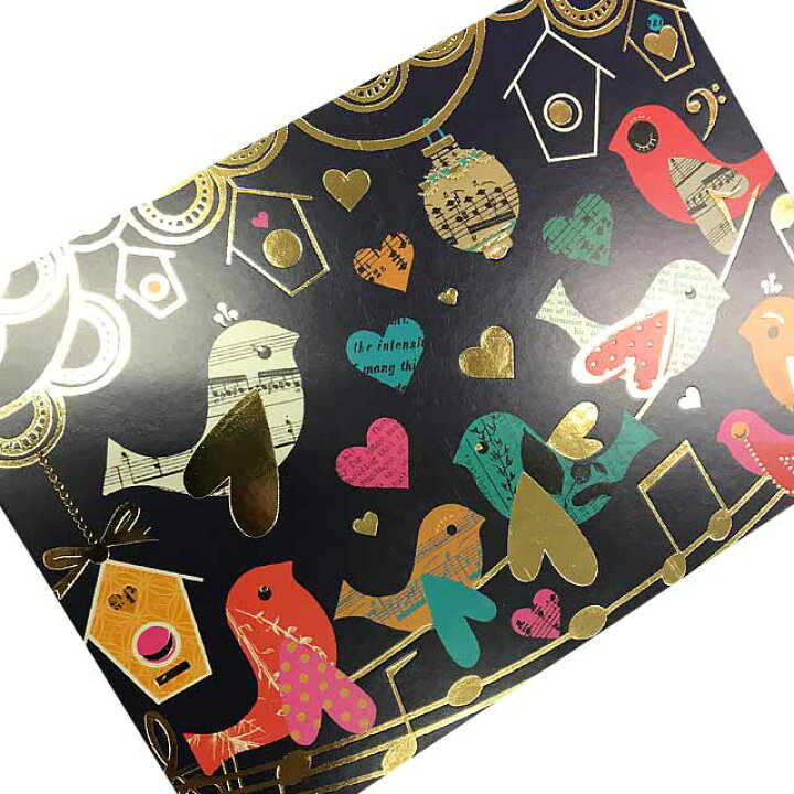 楽天市場 ポストカード イラスト ハートと鳥 箔押し加工あり メッセージカード カラフル 音楽 音符 おしゃれ 贈り物 フランス製 Pop054 ユージニア 楽天市場店