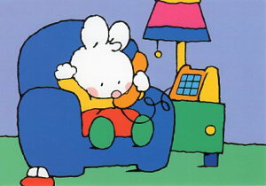 ポストカード イラスト 絵本 プチ・ラパン・ブラン「電話をするちびうさぎくん」105×150mm 郵便はがき メッセージカード(CPE005)