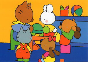 ポストカード イラスト 絵本 プチ・ラパン・ブラン「ちびうさぎくんと友だち」105×150mm 郵便はがき メッセージカード(CPE007)