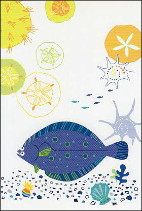 楽天市場 ポストカード イラスト 田子いづみ さかなの一週間 カレイといそぎんちゃく ユージニア 楽天市場店