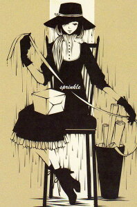 ポストカード イラスト ワカマツカオリ「sprinkle(女性)」100×148mm 郵便はがき メッセージカード 和風(W-34)
