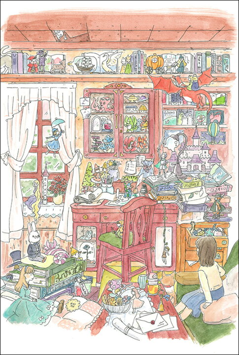 楽天市場 ポストカード イラスト かわいみな ファンタジー作家の部屋 100 148mm 郵便はがき メッセージカード イラストレーター かわいい Mk 019 ユージニア 楽天市場店