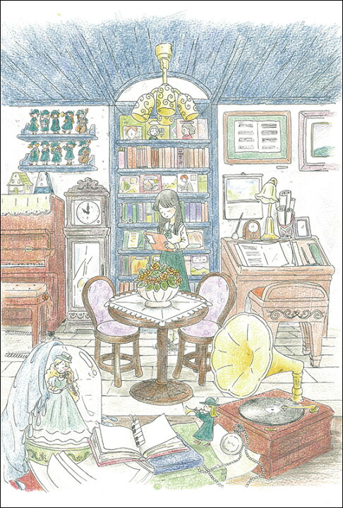 楽天市場 ポストカード イラスト かわいみな 音楽家の部屋 100 148mm 郵便はがき メッセージカード イラストレーター かわいい Mk 024 ユージニア 楽天市場店