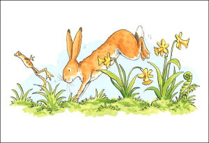 ポストカード イラスト アニタ・ジェラーム「どんなにきみがすきだかあててごらん」105×150mm 名画 うさぎ 動物 メッセージカード 郵便はがき コレクション(BK6193)