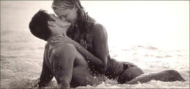 ロングポストカード モノクロ写真「キスをするカップル」210×100mm 人物 メッセージカード ヴィンテージ ビンテージ 年代物(BW9939400044)