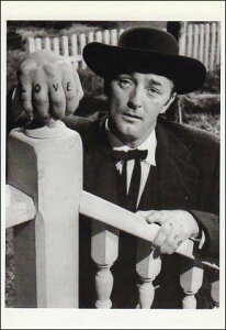 ポストカード モノクロ写真「ロバート・ミッチャム」(男性俳優)「狩人の夜」(映画)105×150mm メッセージカード 郵便はがき ビンテージ ヴィンテージ 年代物