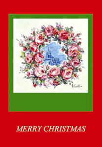 グリーティングカード 【クリスマス】 クリスマスリース【封筒付き/白】【封筒サイズ108×155mm】【中面/無地】【無地の用紙1枚入り】【文字部分/箔押し加工】(HEX0709)