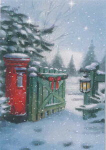 グリーティングカード 【クリスマス】 ポスト【封筒付き/白】【封筒サイズ108×155mm】【中面/「Christmas Greetings」の文字あり】(CPSC0021)