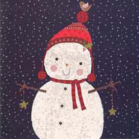 ミニカード 【クリスマス】 ニット帽をかぶった雪だるま【封筒付き/赤】【封筒サイズ104×104mm】【中面/「With Best Wishes for Christmasand the New Year」の文字あり】(ASCX0200/0171)