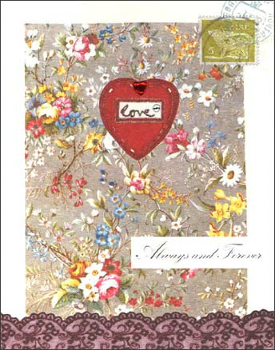 楽天市場 グリーティングカード バレンタイン 花とハート 封筒サイズ 1 180mm 封筒の色 金 中面 無地 ジェム付き Vll 004 ユージニア 楽天市場店