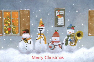 ポストカード クリスマス 山田和明「フォースノーマン(クリスマスバージョン)」100×148mm絵本作家 楽器 音楽 ミュージック 郵便はがき メッセージカード(KY712)