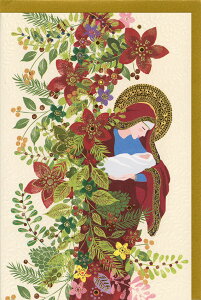 グリーティングカード クリスマス「聖母マリアと赤ちゃん」 封筒120×180mm 定形サイズ イラスト メッセージカード