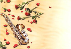 絵封筒 同柄5枚セット 108×156mm カラー写真 レター 手紙 贈り物 プレゼント 花 笛 楽器 バレンタイン 母の日(PE-038)