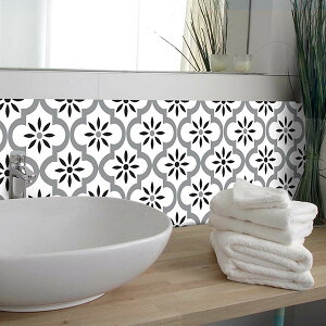 �h���W���[ �^�C���X�e�b�J�[1�V�[�g�uGRAY, WHITE AND BLACK ORIENTAL�v �L�b�`���p�i ���ɋ��� �r�j�[�� �ǎ� �͗l �X�N�G�A(75009159-1)
