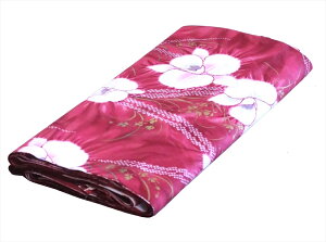 ふとんの表生地 【訳有り】 No.44 カトレア柄・ワインレッド地・12m×106cm