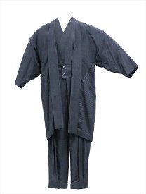 着物スーツ「門」(G-7)　 黒地・正絹・一杢・Мサイズ
