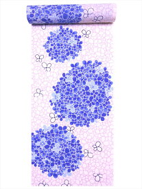 夏物 洗えるきもの 反物 あじさい柄・白地・a-318